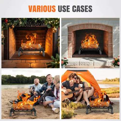 Miniatura 6 de INNO STAGE Rejilla de chimenea de acero redondo sólido de 17 pulgadas, rejillas de leña para leña, rejilla interior de hierro fundido forjado
