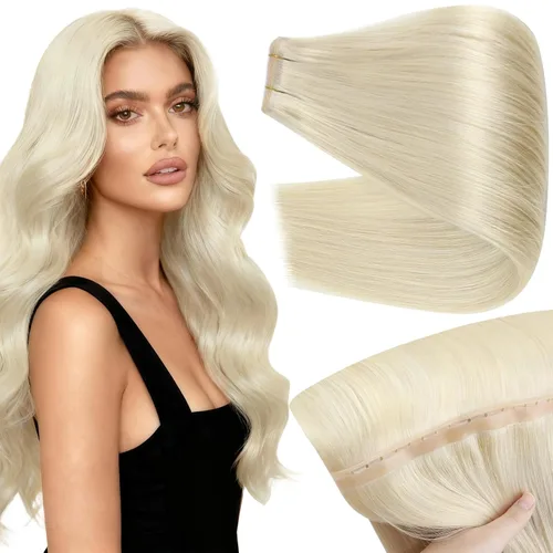 Miniatura 39 de Full Shine Extensiones de cabello humano, 18 pulgadas, mechones de trama, color #2 castaño oscuro, 3.5 onzas, cabello Remy para coser, doble trama