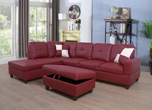 Miniatura 20 de Golden Coast Furniture - Juego de sofá seccional en forma de L, juego de sofá de sala de estar, sofá seccional de cuero con otomana