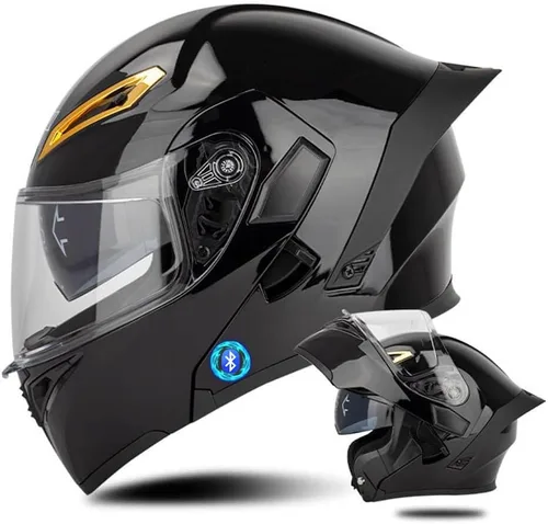 Miniatura 19 de Casco de motocicleta Bluetooth modular, casco moto plegable con visera interior, visera solar, doble lente de seguridad, casco aprobado por DOT