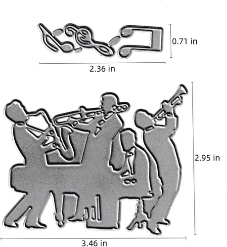 Miniatura 2 de Troqueles de corte de saxo de piano para banda de música, notas musicales, plantillas de metal en relieve, molde de plantilla para álbumes