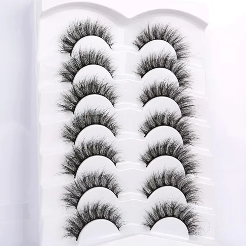 Miniatura 540 de Pooplunch - Pestañas postizas finas de visón sintético, estilo ojo de gato, naturales, cruzadas, tipo racimo, efecto 8D de volumen, tiras