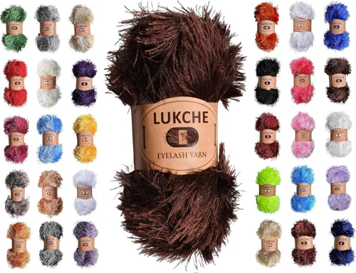 Miniatura 46 de Hilo de Pelo de Pestañas de Diversión de Lana de Felpa Premium 100% Poliéster 164 Yardas (150 Mt), 3.53 Oz (100 Gr) Hilo de Crochet Colorido DIY