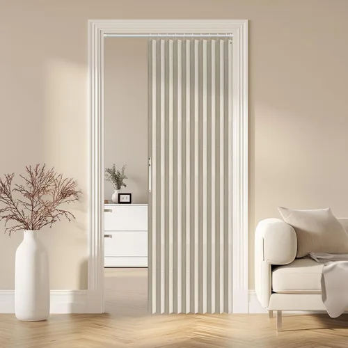 Miniatura 70 de AJAZZ Cortina de puerta magnética 100% opaca de acordeón para armario, cortina invisible para puerta interior de dormitorio, sala de estar, pasillo