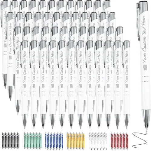 Miniatura 16 de Bolígrafo personalizado, 1 unidad, bolígrafo personalizado con logotipo de mensaje de nombre comercial grabado, tapa de clic de tinta negra, regalo