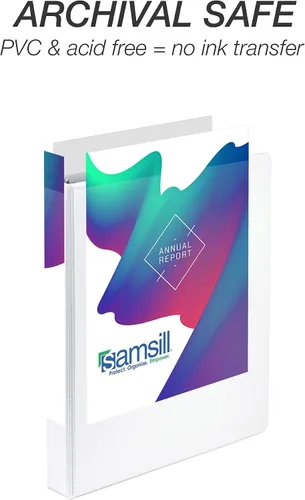Miniatura 244 de Samsill - Carpeta duradera de 5 pulgadas, fabricada en los Estados Unidos, con anillos en D, transparente y personalizable, color blanco