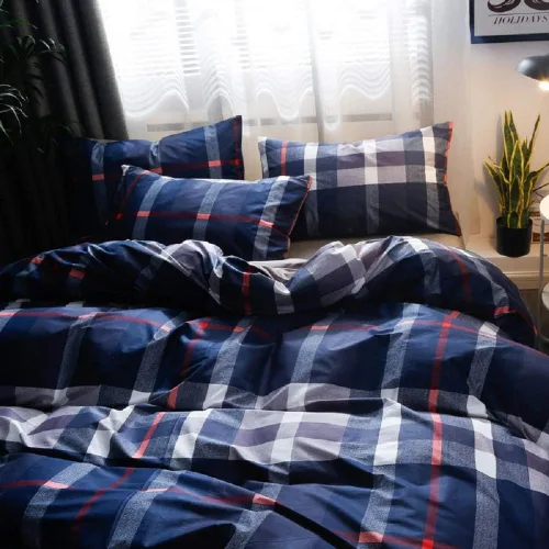 Miniatura 5 de Wellboo - Conjuntos de edredón a cuadros, conjuntos de ropa de cama de algodón blanco y negro grande a cuadros edredones reversibles geométricos