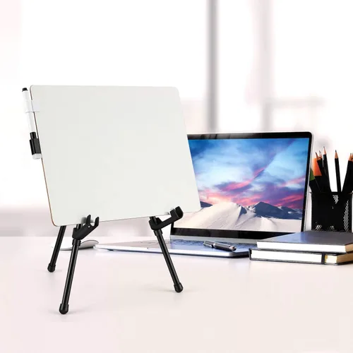 Miniatura 7 de Magicfly Paquete de 6 caballetes de mesa, caballetes de mesa de acero negro para exhibición, caballete de trípode ajustable y portátil con 6 bolsas
