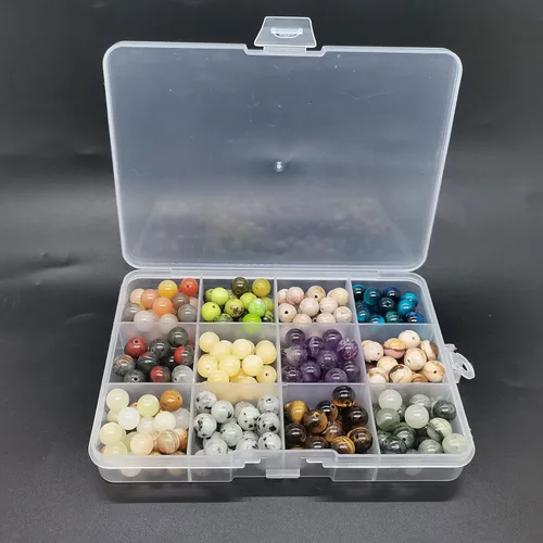 Miniatura 4 de 252 piezas de cuentas de piedra redondas naturales de 0.31 pulgadas, cuentas de piedras preciosas sueltas, tamaño del agujero de 0.039 pulgadas