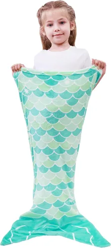 Miniatura 17 de Viviland Manta de cola de sirena – Manta de felpa de sirena para niñas, para todas las estaciones, manta de franela suave para acurrucarse, saco