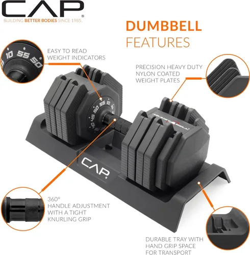 Miniatura 17 de CAP ADJUSTABELL - Juego de mancuernas ajustables de selección rápida de primera calidad para entrenamiento de fuerza, individuales y pares, 12.5