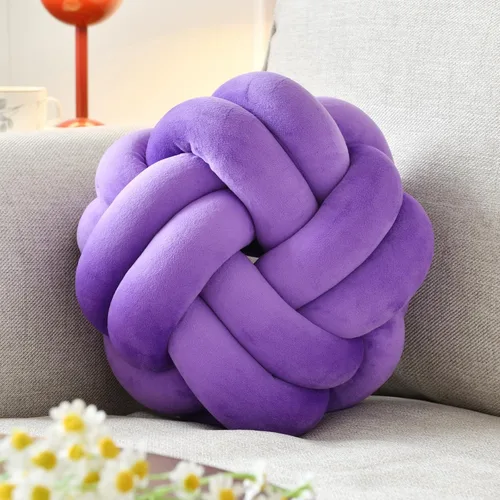 Miniatura 17 de Almohada de nudo de bola, cojín decorativo redondo para arrojar, almohada de felpa suave beige anudada de 8 pulgadas, cojín decorativo de nudo