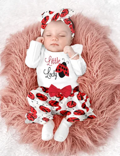 Miniatura 2 de Ropa de bebé niña, 4 piezas, trajes de niña recién nacida, con volantes, mameluco de campana para bebé, diadema, bandana, conjuntos de ropa, regalos