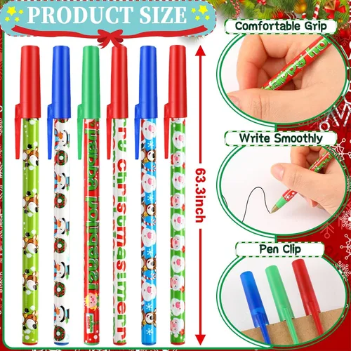 Miniatura 2 de JANYUN Bolígrafos de Navidad, 26 unidades de lindos bolígrafos de tinta de gel de dibujos animados, bolígrafos retráctiles de Navidad para adultos