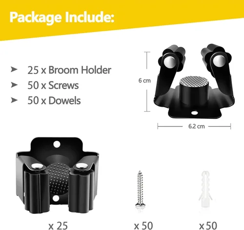Miniatura 2 de Verdenu Paquete de 25 soportes de pared para escoba, soporte de pared para trapeador y escoba, soporte de fregona de acero inoxidable Command