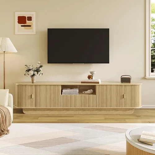 Miniatura 21 de Juego de Mesa de Centro y Soporte para TV de 2 Piezas, Centro de Entretenimiento con 2 Cajones, Consola de TV Moderna de 78.7'', Mesa de Centro Gris