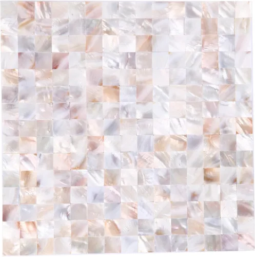 Miniatura 8 de 1 - Hoja de Azulejos de Conchas de Perla para Despegar y Pegar, Azulejos Autoadhesivos para Pared para Cocina, Baño, Dormitorio en Blanco Natural