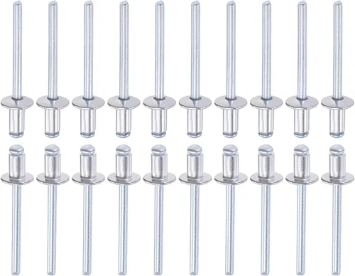 Miniatura 25 de DTGN Remaches ciegos de 0.094 in x 0.236 in (DxL) - Paquete de 60 - Bueno para unión de maquinaria - Remache de extremo abierto de cúpula de aluminio