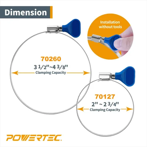 Miniatura 4 de POWERTEC Reductor de cono de manguera de 4 pulgadas a 2-1/2 pulgadas con abrazaderas de llave de acero inoxidable, accesorios de recolección