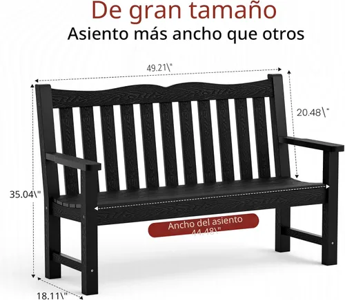 Miniatura 3 de Stoog Banco de Exterior para 2 Personas para Todo Clima, Capacidad de 800 libras Banco de Jardín de Plástico HIPS para Patio, Patio Trasero, Porche