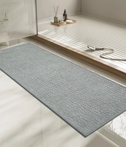 Miniatura 64 de Chakme Juego de 2 alfombras de baño ultrafinas, absorbentes, antideslizantes, lavables a máquina, color negro, 17 x 24 pulgadas / 17 x 30 pulgadas
