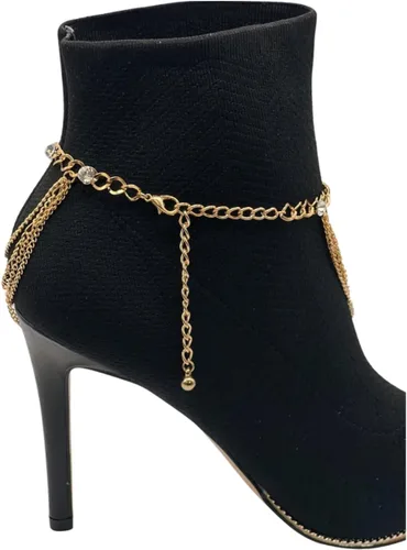 Miniatura 5 de Pulsera de metal dorado con cadena de botas occidentales para mujer, dije envolvente con múltiples ondas, Metal
