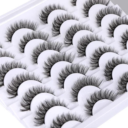 Miniatura 2 de Newcally - Pestañas postizas de ojo de gato con aspecto natural, pestañas cortas y tupidas en 3D, paquete de 14 pares de pestañas falsas de visón
