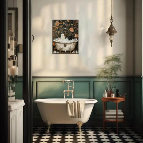 Miniatura 7 de Juego de 3 arte de pared de fantasmas de Halloween para baño, divertido gótico, decoración de pared de academia oscura, fantasma de terror y gato