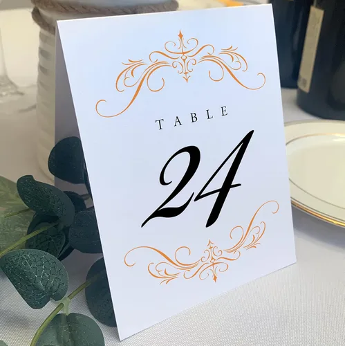 Miniatura 15 de Classic Flourish - Números de mesa de boda, negro, 1-10, doble cara, tienda de campaña o uso en un soporte, ideal para fiestas y restaurantes