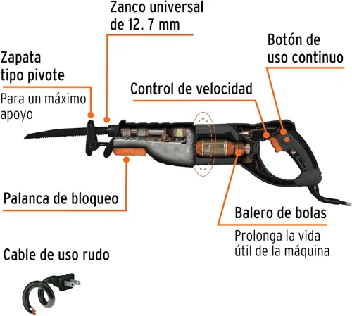 Miniatura 2 de TRUPER SISA-N2 - Sierra recíproca de servicio pesado de 900 W