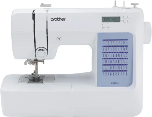 Brother CS5055 Máquina de coser computarizada, 60 puntadas integradas, pantalla LCD, 7 pies incluidos, color blanco