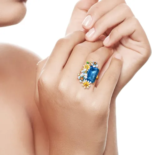 Miniatura 5 de Santuzza Anillo de plata de ley 925 con flores esmaltadas para mujer