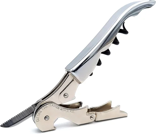 Miniatura 9 de Pulltap's - Sacacorchos genuino clásico 500 para camarero – Llave de vino con doble bisagra y cortador de papel de aluminio con bisagra – Diseño