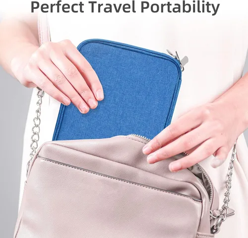 Miniatura 6 de Organizador de artículos electrónicos – Bolsa organizadora de cables de viaje, resistente al agua, doble capa para cable, iPhone, iPad Mini, regalo