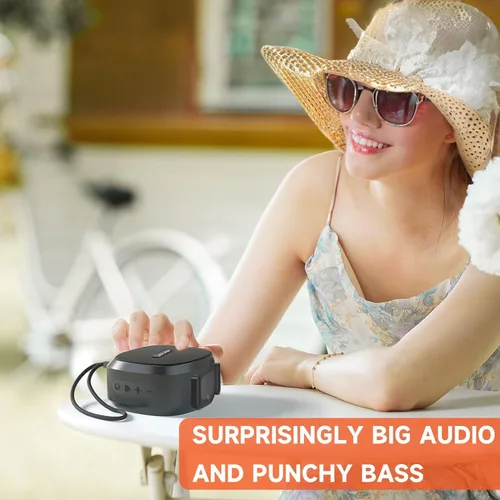 Miniatura 4 de PEICHENG Altavoz, pequeño altavoz portátil Bluetooth inalámbrico IPX5 impermeable para ducha, sonido estéreo fuerte, graves profundos, par TWS, Rosa