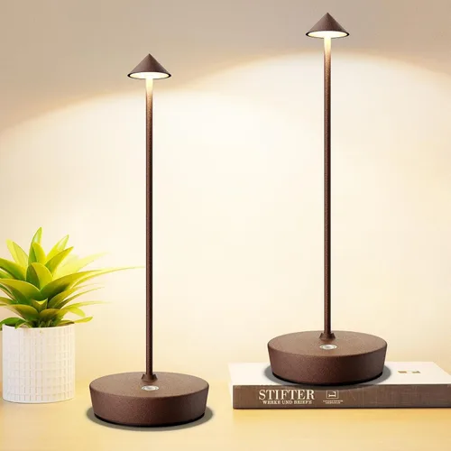 Miniatura 10 de Juego de 2 lámparas de mesa recargables inalámbricas, lámpara de escritorio LED de 6000 mAh con batería, control táctil, atenuación de 3