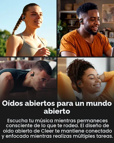 Miniatura 6 de Cleer ARC 5 - Auriculares de oreja abierta con ganchos, audio espacial Dolby y THX, tiempo de reproducción de 60 horas, carga rápida, impermeables