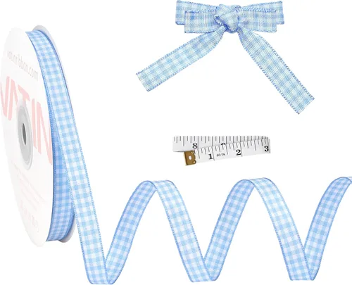 Miniatura 90 de VATIN Cinta a cuadros en blanco y negro – 3/8 pulgadas x 50 yardas, perfecta para cestas de Pascua, manualidades de primavera, envoltura de regalos