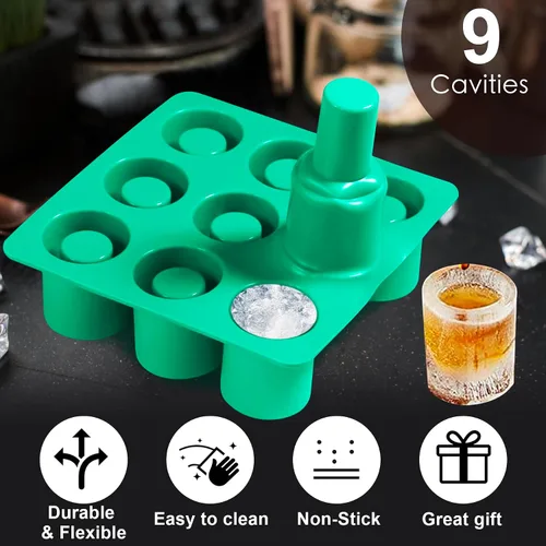 Miniatura 3 de Moldes de Silicona para Vasos de Chupito de 9 Cavidades Redondos, Juego de Horneado de Silicona para Chocolate, Dulces, Bandejas de Cubitos de Hielo