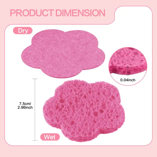 Miniatura 3 de 50 esponjas faciales comprimidas, esponjas faciales naturales, esponjas exfoliantes con forma de flor, reutilizables, el mejor regalo de maquillaje