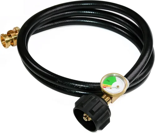 DOZYANT Adaptador de manguera de propano de 5 pies con indicador de tanque de propano para Weber Q1200, 1000 parrilla de propano, 1 a 20 libras,