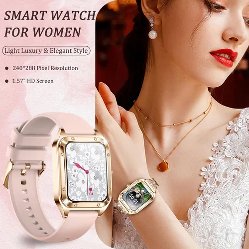 Miniatura 2 de Relojes inteligentes para mujer (dial/respuesta de llamadas) 1.57 pulgadas reloj de fitness ritmo cardíaco monitor SpO2 monitor de sueño, 21 modos
