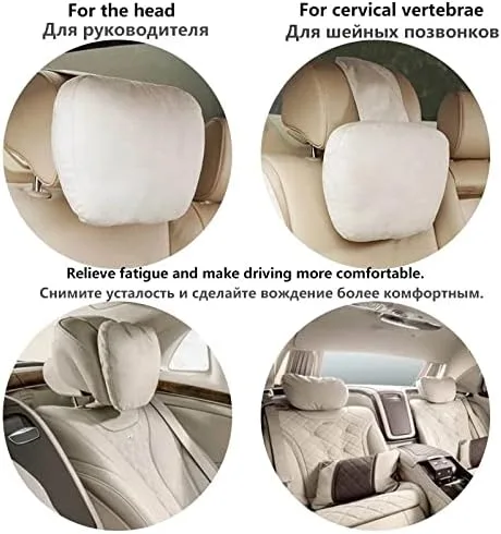 Miniatura 5 de Maybach - 2 uds. Reposacabezas de coche, diseño de clase S, ultra suave, tela de gamuza para Mercedes-Benz 1,149.2 in, accesorios de cojín de Beige