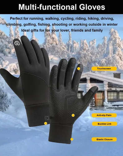 Miniatura 4 de Guantes de invierno para hombres y mujeres, guantes de pantalla táctil, guantes de correr, guantes de ciclismo, guantes de conducción, guantes