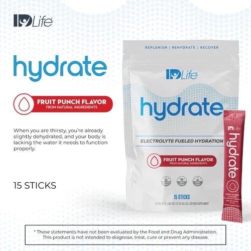 Miniatura 2 de IDLife Fruit Punch Hydrate - Bebida en polvo – Hidratación instantánea alimentada con electrolitos con vitaminas, MCT y minerales para nutrientes