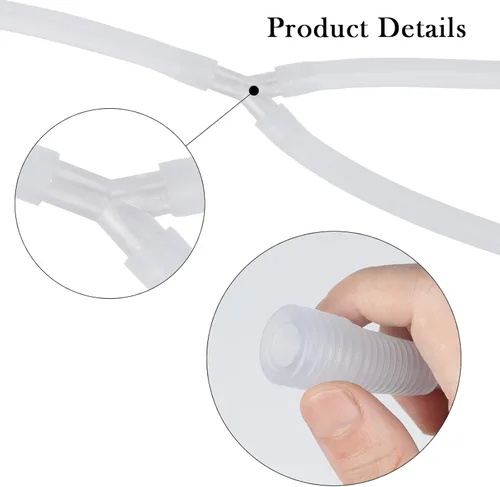 Miniatura 4 de weiwei Accesorios para máquinas de terapia de vacío, 2 tubos de silicona tipo Y para tazas grandes, tubo de vacío de silicona transparente