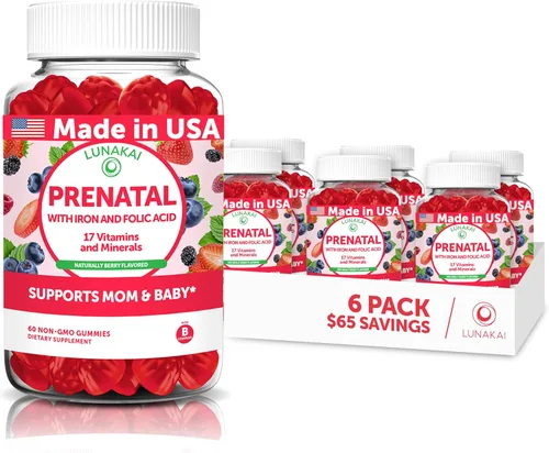 Miniatura 13 de Gomitas prenatales de vitaminas para mujeres con hierro y ácido fólico, masticables y sin OMG, vitaminas prenatales multivitamínicas sin gelatina
