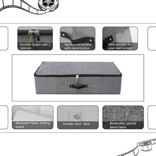 Miniatura 3 de 2 cajas de almacenamiento plegables debajo de la cama con forro de soporte de plástico, asas, tapa con cremallera, mantas, ropa y edredones