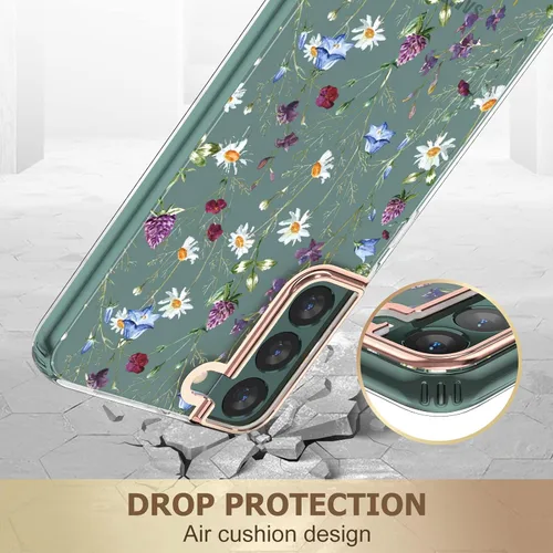 Miniatura 5 de MILPROX Compatible con Samsung Galaxy S22 Funda de Flores, bonito diseño de funda para niñas y mujeres, a prueba de golpes, patrón floral, parte