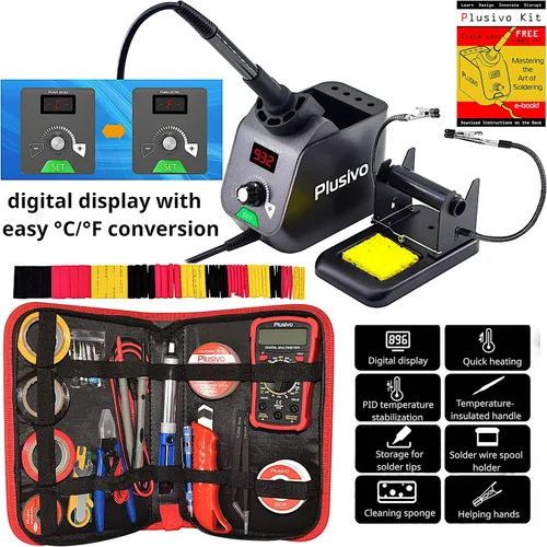 Miniatura 2 de Kit de estación de soldador, pantalla digital, manos de ayuda de 60 W, 5 puntas de soldadura, cable de soldadura, conversión de multímetro digital